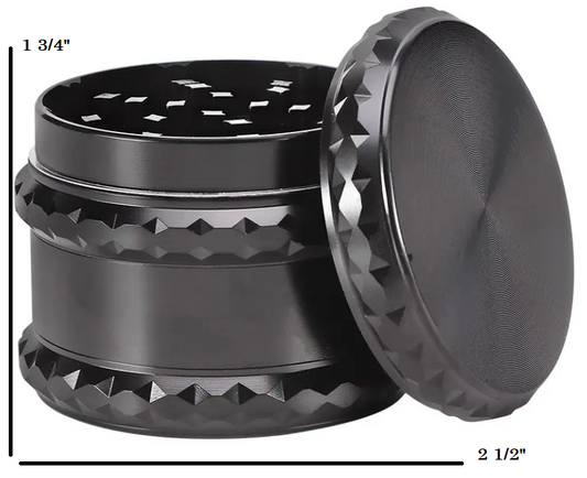 2 1/4" Inch Magnetic Black Metal Zinc Alloy Spice Tobacco Herb Grinder