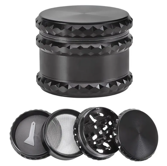 2 1/4" Inch Magnetic Black Metal Zinc Alloy Spice Tobacco Herb Grinder