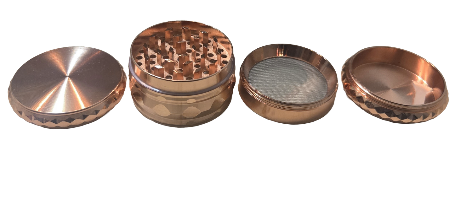 2" Tall Magnetic Rose Gold Metal Spice Tobacco Herb Grinder: Rose Gold