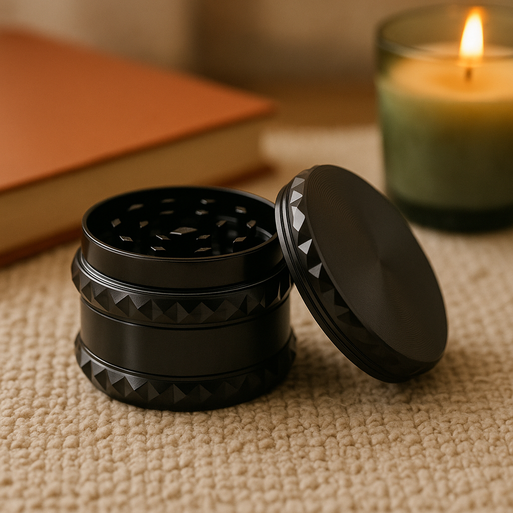 2.5 Inch Magnetic Large Black Metal Spice Tobacco Herb Grinder