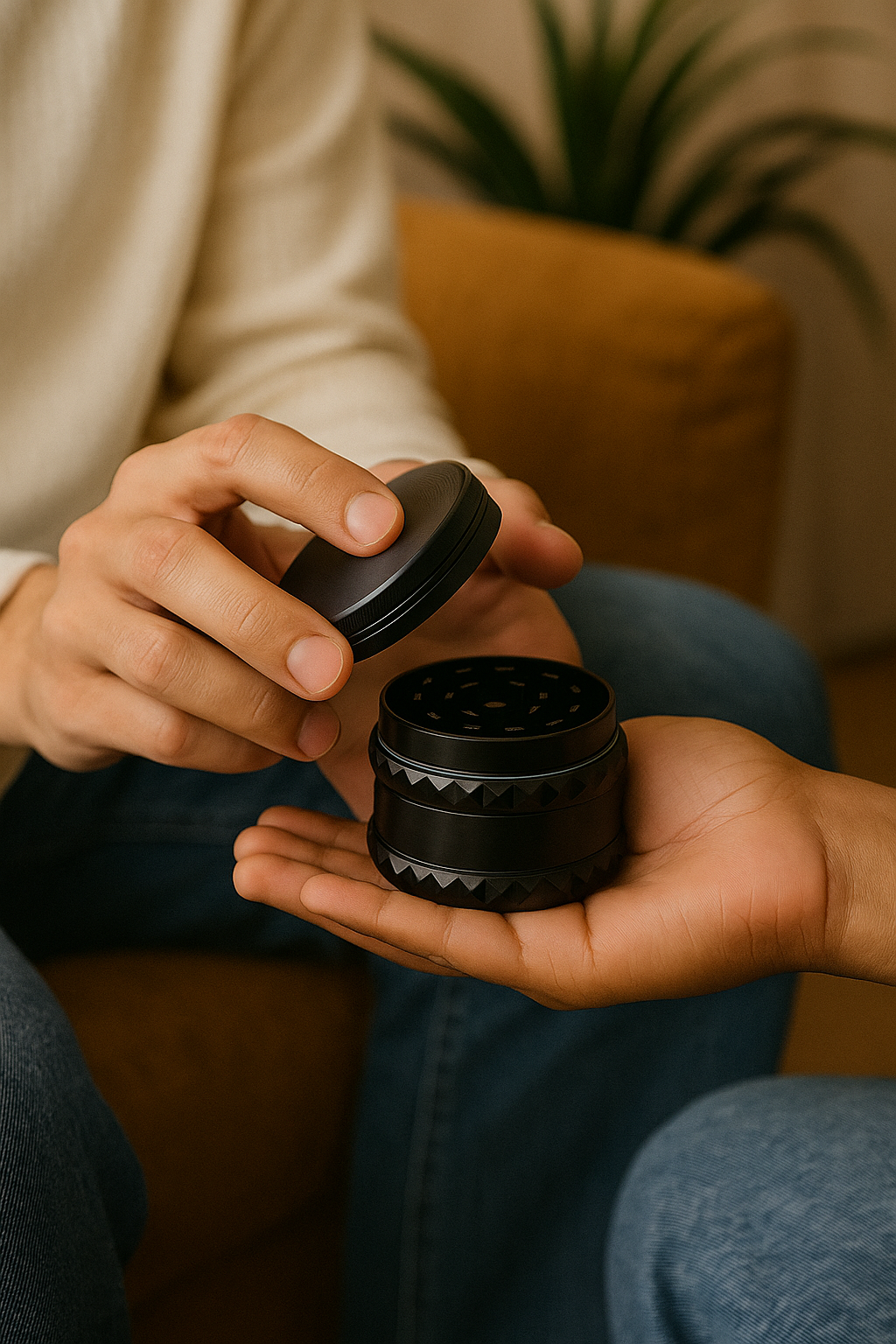 2.5 Inch Magnetic Large Black Metal Spice Tobacco Herb Grinder