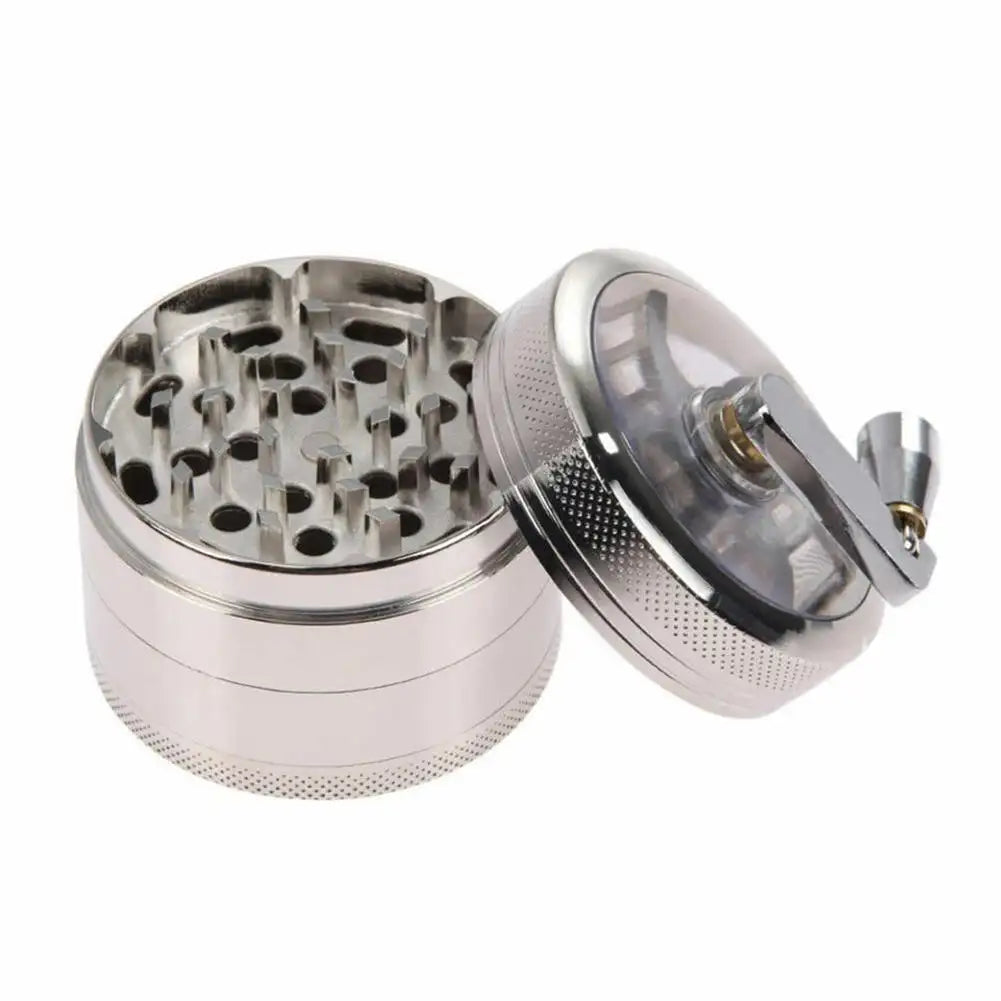 ***2 PACK*** Metal Tobacco Herb Grinder W/ Crank Handle - 5 Colors Available