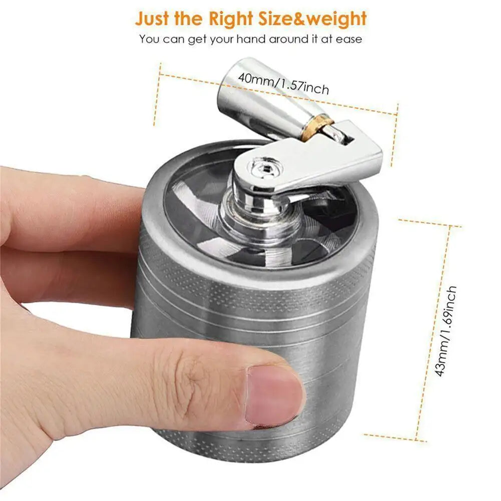 ***2 PACK*** Metal Tobacco Herb Grinder W/ Crank Handle - 5 Colors Available